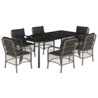 Set da Pranzo da Giardino 7 pz con Cuscini in Polyrattan Grigio 3212136