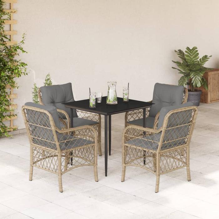 Set Pranzo da Giardino 5 pz con Cuscini Beige Misto Polyrattan 3212153