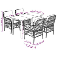 Set Pranzo da Giardino 5pz con Cuscini Grigio Chiaro Polyrattan 3212175