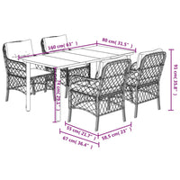 Set Pranzo da Giardino 5pz con Cuscini Grigio Chiaro Polyrattan 3212176