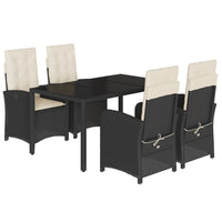Set da Pranzo da Giardino 5 pz Nero con Cuscini in Polyrattan 3212197
