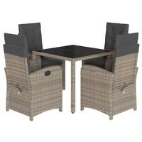 Set da Pranzo da Giardino 5 pz con Cuscini in Polyrattan Grigio 3212213
