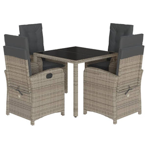 Set da Pranzo da Giardino 5 pz con Cuscini in Polyrattan Grigio 3212213
