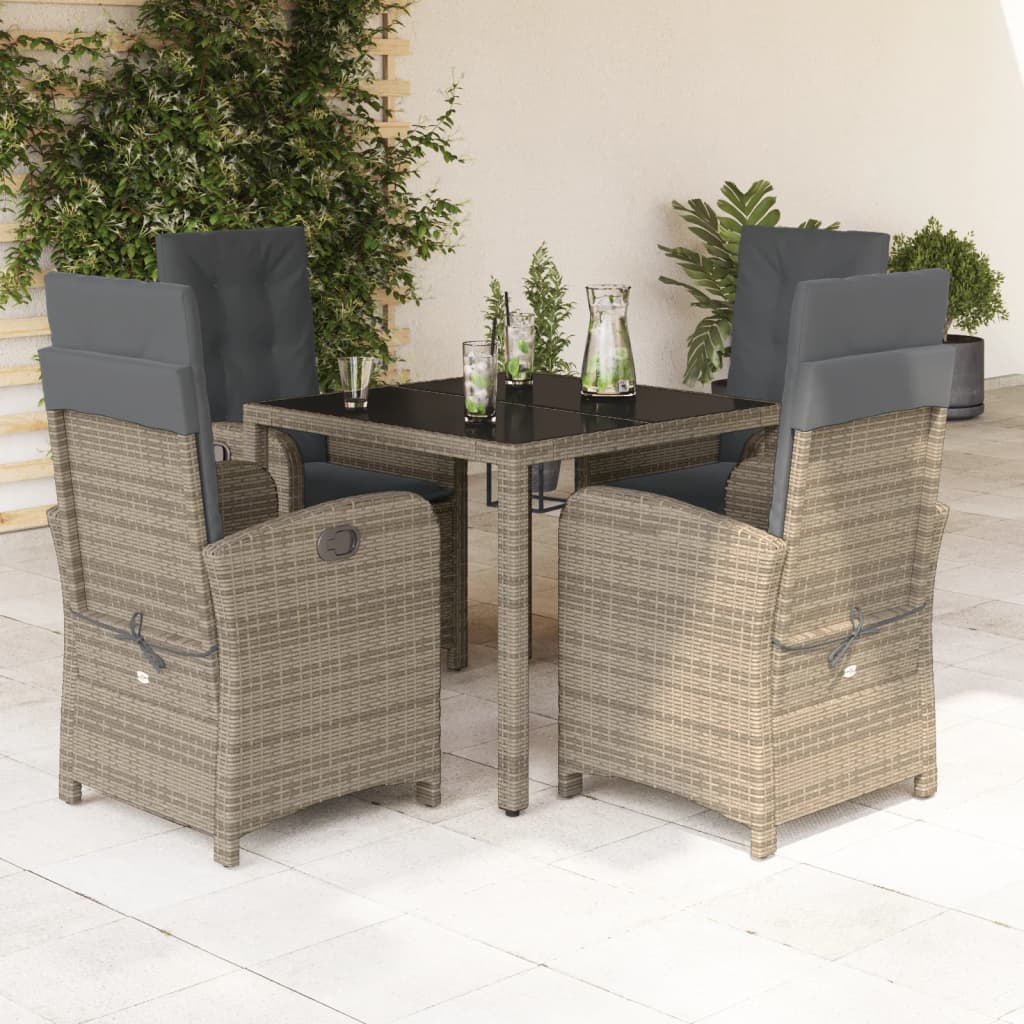 Set da Pranzo da Giardino 5 pz con Cuscini in Polyrattan Grigio 3212213