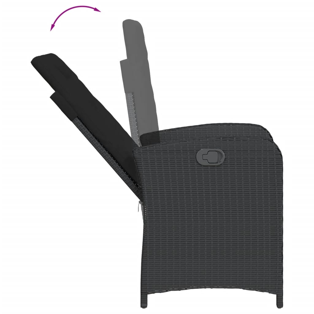 Set da Pranzo da Giardino 5 pz Nero con Cuscini in Polyrattan 3212231