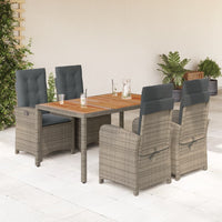 Set da Pranzo da Giardino 5 pz con Cuscini in Polyrattan Grigio 3212242