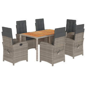 Set da Pranzo da Giardino 7 pz con Cuscini in Polyrattan Grigio 3212244