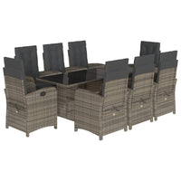 Set da Pranzo da Giardino 9 pz con Cuscini in Polyrattan Grigio 3212258