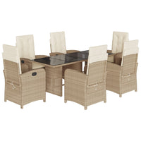 Set da Pranzo da Giardino 7 pz con Cuscini Beige in Polyrattancod mxl 87258