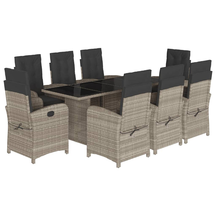 Set Pranzo da Giardino 9pz con Cuscini Grigio Chiaro Polyrattan 3212267