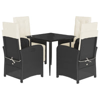 Set da Pranzo da Giardino 5 pz Nero con Cuscini in Polyrattan 3212292