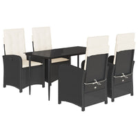 Set da Pranzo da Giardino 5 pz Nero con Cuscini in Polyrattan 3212293