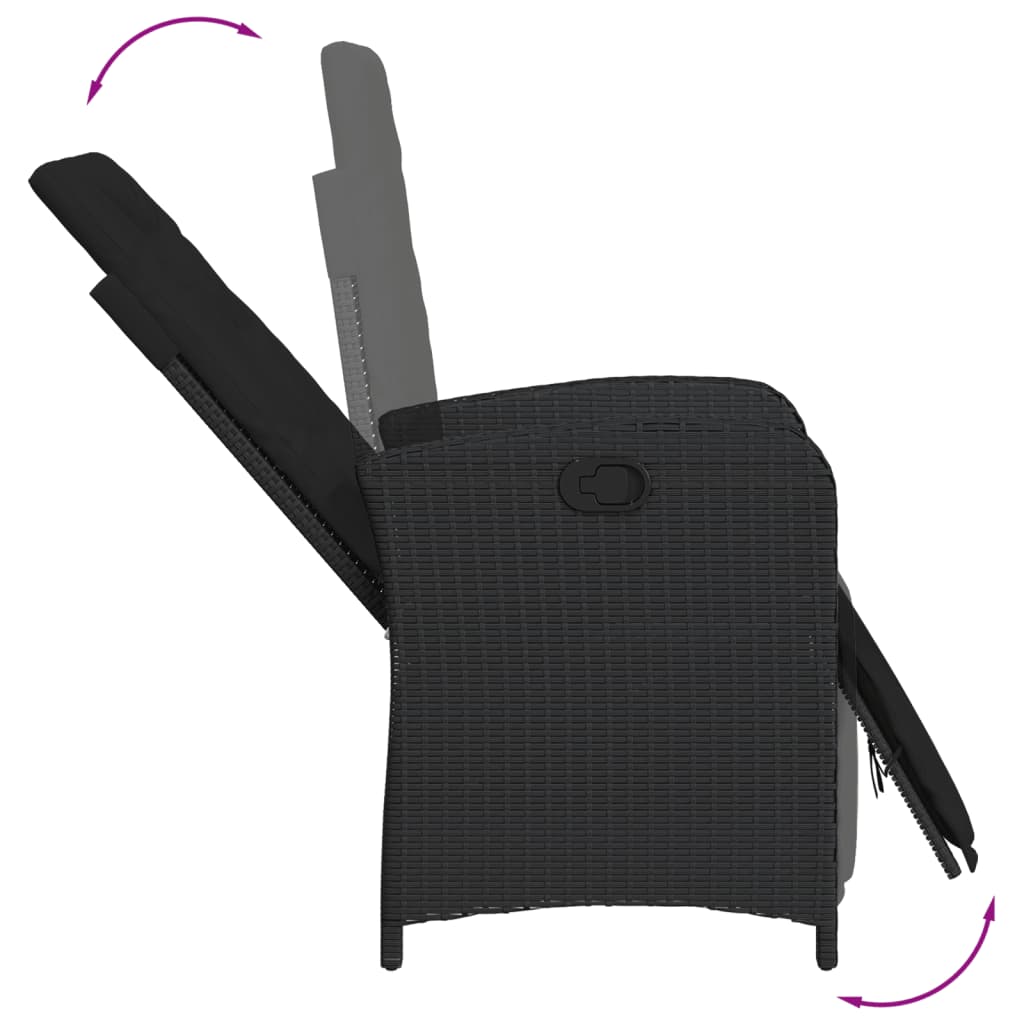 Set da Pranzo da Giardino 7 pz Nero con Cuscini in Polyrattan 3212316