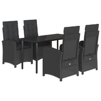Set da Pranzo da Giardino 5 pz Nero con Cuscini in Polyrattan 3212323