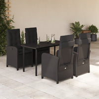 Set da Pranzo da Giardino 5 pz Nero con Cuscini in Polyrattan 3212323