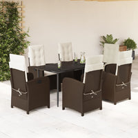 Set da Pranzo da Giardino 7pz con Cuscini in Polyrattan Marrone 3212335
