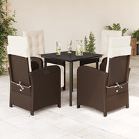 Set da Pranzo da Giardino 5pz con Cuscini in Polyrattan Marrone 3212342