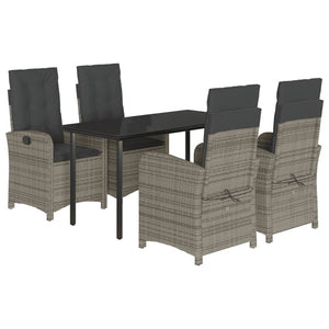 Set da Pranzo da Giardino 5 pz con Cuscini in Polyrattan Grigio 3212363