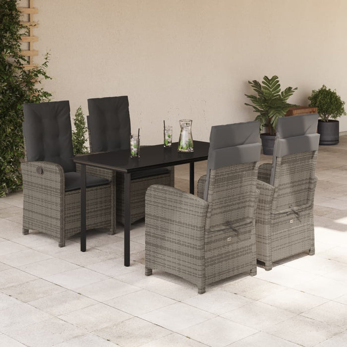 Set da Pranzo da Giardino 5 pz con Cuscini in Polyrattan Grigio 3212363