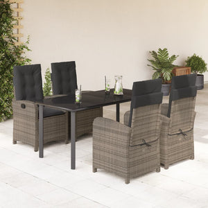 Set da Pranzo da Giardino 5 pz con Cuscini in Polyrattan Grigiocod mxl 111791