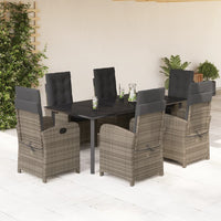 Set da Pranzo da Giardino 7 pz con Cuscini in Polyrattan Grigio 3212367