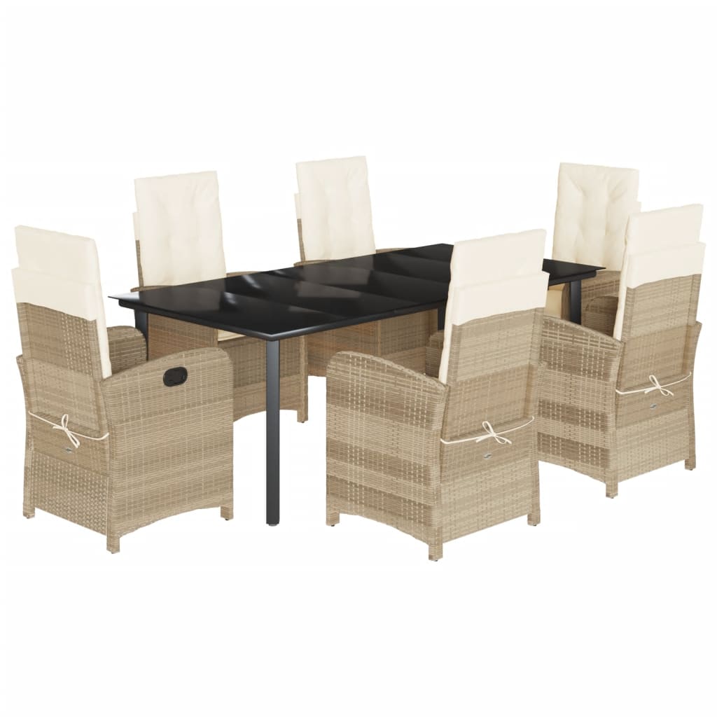 Set da Pranzo da Giardino 7 pz con Cuscini Beige in Polyrattancod mxl 114743
