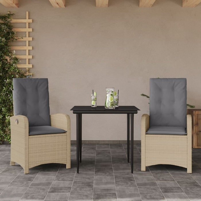 Set Pranzo da Giardino 3 pz con Cuscini Beige Misto Polyrattan 3212390