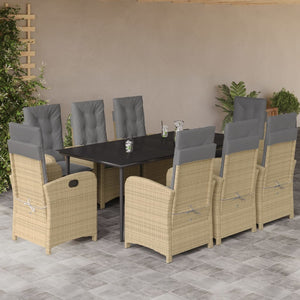 Set Pranzo da Giardino 9 pz con Cuscini Beige Misto Polyrattan 3212399