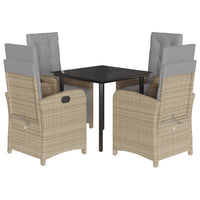 Set Pranzo da Giardino 5 pz con Cuscini Beige Misto Polyrattancod mxl 90782