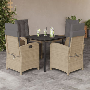 Set Pranzo da Giardino 5 pz con Cuscini Beige Misto Polyrattancod mxl 90782