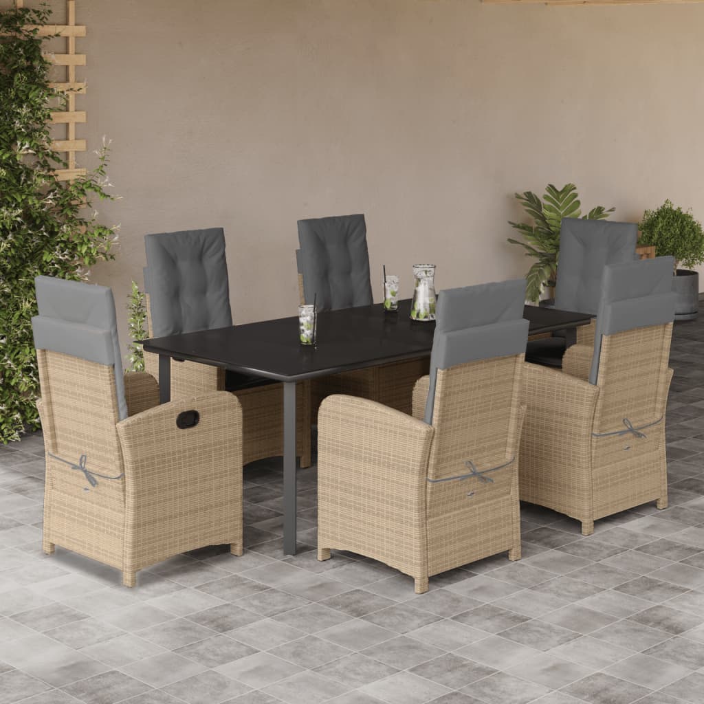 Set Pranzo da Giardino 7 pz con Cuscini Beige Misto Polyrattan 3212407