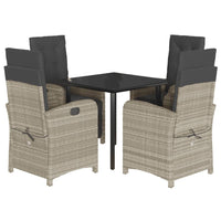 Set Pranzo da Giardino 5pz con Cuscini Grigio Chiaro Polyrattan 3212422