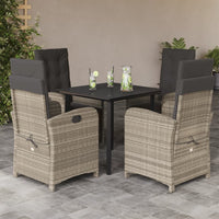 Set Pranzo da Giardino 5pz con Cuscini Grigio Chiaro Polyrattan 3212422