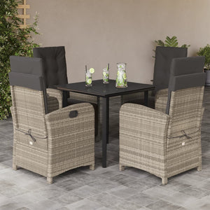 Set Pranzo da Giardino 5pz con Cuscini Grigio Chiaro Polyrattancod mxl 115816