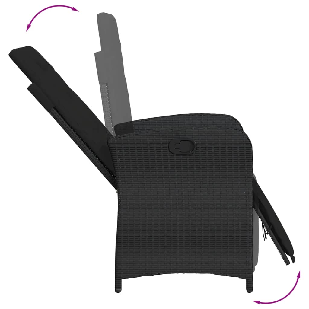 Set da Pranzo da Giardino 7 pz Nero con Cuscini in Polyrattan 3212460