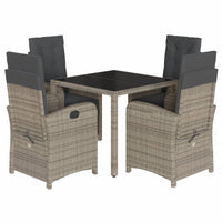 Set da Pranzo da Giardino 5 pz con Cuscini in Polyrattan Grigio 3212463