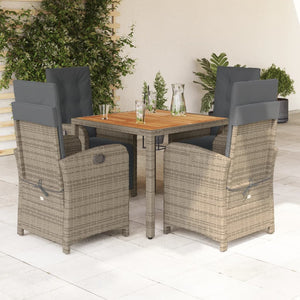 Set da Pranzo da Giardino 5 pz con Cuscini in Polyrattan Grigiocod mxl 111521