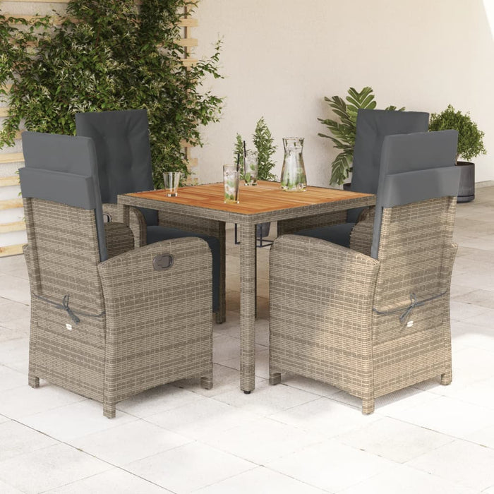 Set da Pranzo da Giardino 5 pz con Cuscini in Polyrattan Grigiocod mxl 111521