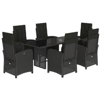 Set da Pranzo da Giardino 7 pz Nero con Cuscini in Polyrattancod mxl 113242