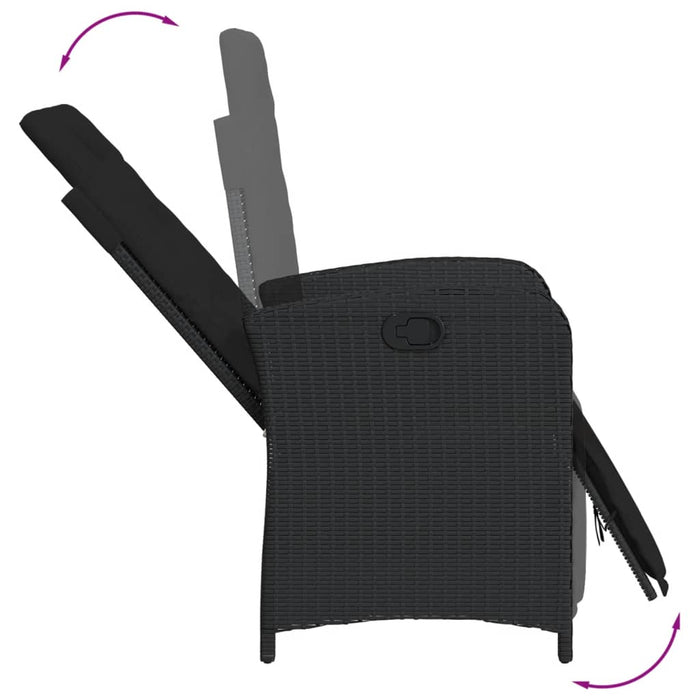 Set da Pranzo da Giardino 5 pz Nero con Cuscini in Polyrattan 3212529