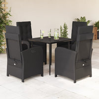 Set da Pranzo da Giardino 5 pz Nero con Cuscini in Polyrattan 3212529