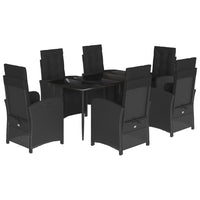 Set da Pranzo da Giardino 7 pz Nero con Cuscini in Polyrattancod mxl 86930