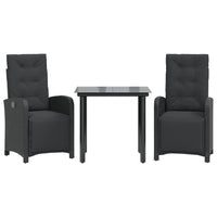 Set da Bistrò 3 pz con Cuscini Nero in Polyrattan 3212535