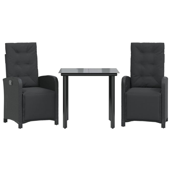 Set da Bistrò 3 pz con Cuscini Nero in Polyrattan 3212535