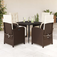 Set da Pranzo da Giardino 5pz con Cuscini in Polyrattan Marrone 3212543
