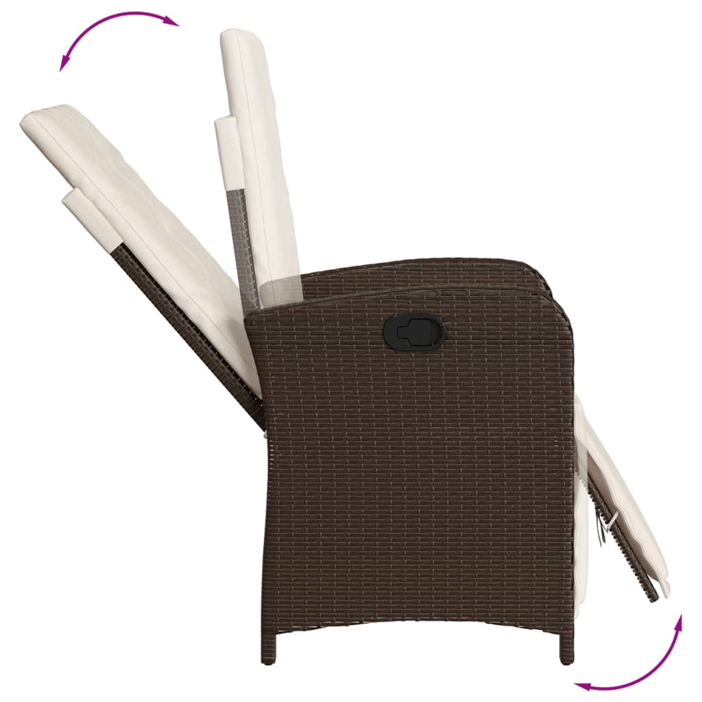 Set da Pranzo da Giardino 7pz con Cuscini in Polyrattan Marrone 3212553