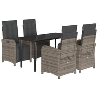 Set da Pranzo da Giardino 5 pz con Cuscini in Polyrattan Grigio 3212565