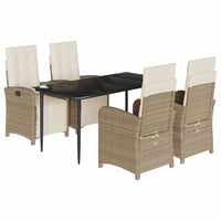 Set da Pranzo da Giardino 5 pz con Cuscini Beige in Polyrattan 3212573
