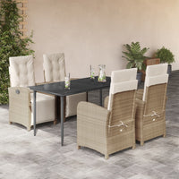 Set da Pranzo da Giardino 5 pz con Cuscini Beige in Polyrattan 3212573