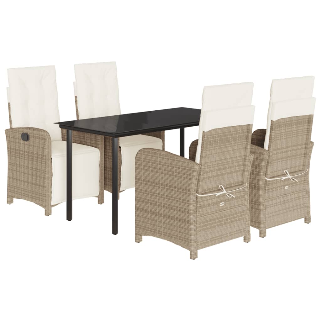 Set da Pranzo da Giardino 5 pz con Cuscini Beige in Polyrattan 3212579